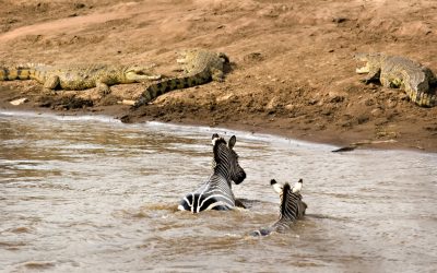 Tourist enjoying a canoe ride at Momella Lakes in Arusha National Park